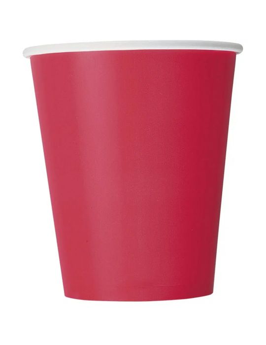 Kubeczki urodzinowe papierowe czerwone 270 ml 14 szt.