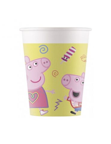 Kubeczki urodzinowe papierowe Świnka Peppa 200 ml 8 szt. Kubeczki urodzinowe papierowe Świnka Peppa 200 ml 8 szt.