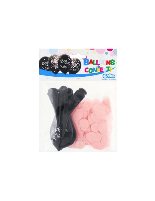 Balony z konfetti Boy or Girl różowe 4 sztuki