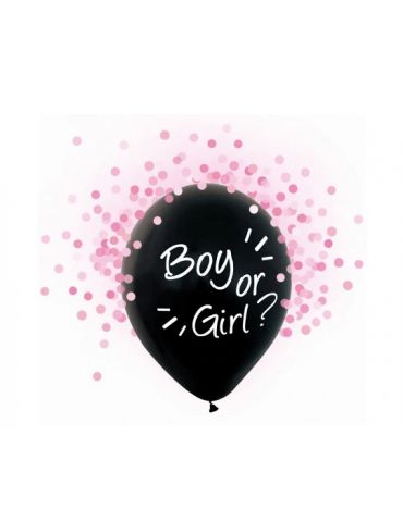 Balony z konfetti Boy or Girl różowe 4 sztuki Balony z konfetti Boy or Girl różowe 4 sztuki