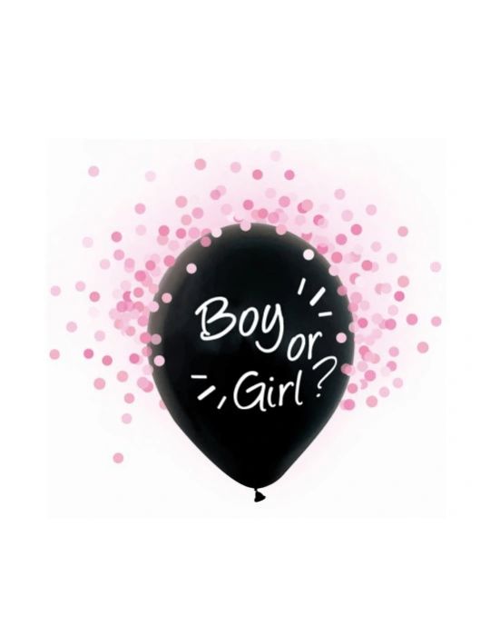 Balony z konfetti Boy or Girl różowe 4 sztuki