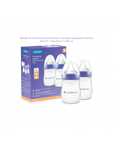 Lansinoh Zestaw butelek 2 x 160 ml ze smoczkami o wolnym przepływie