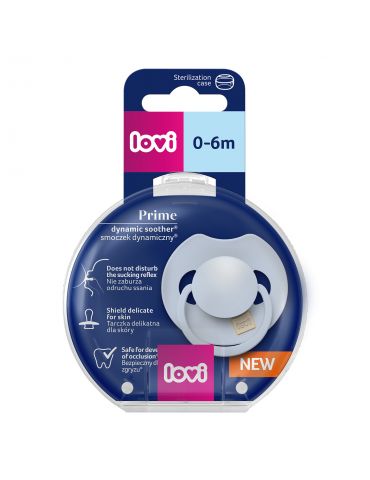 Lovi Smoczek silikonowy dynamiczny 0-6m Prime Baby blue 1 szt.