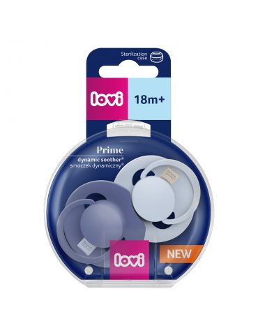 Lovi Smoczek silikonowy dynamiczny 18m+ Prime Baby blue/blue 2 szt.