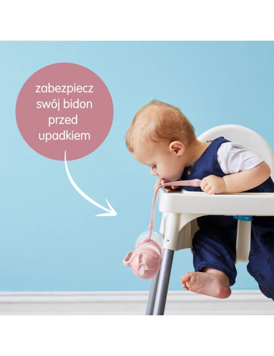B.Box Smycz do bidonu ze słomką różowa