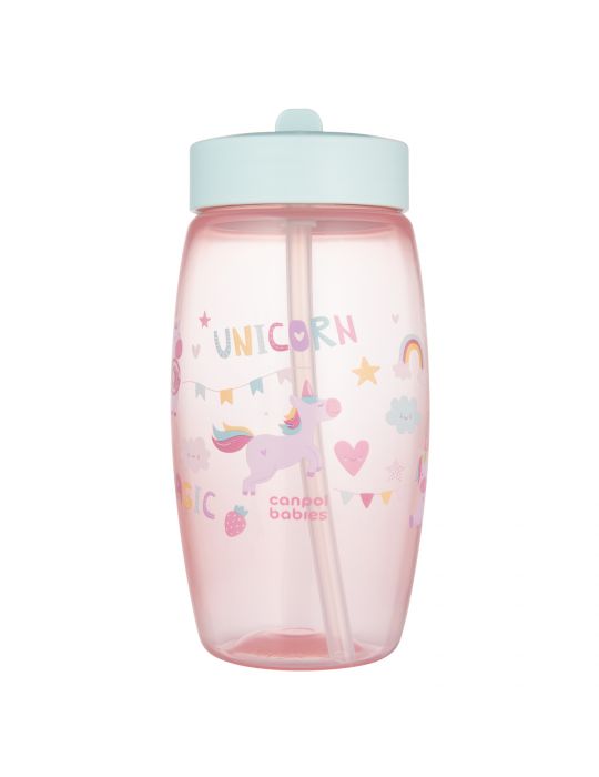 Canpol babies Bidon ze składanym ustnikiem 400ML Jednorożce różowy
