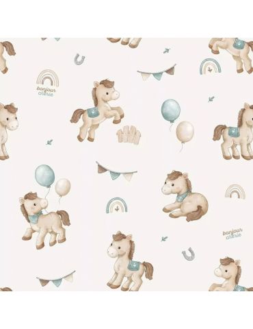 Bonjour Cherie Kokon niemowlęcy bambusowy Koniki Minky Beige