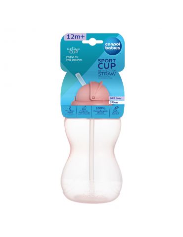 Canpol Babies Bidon ze składaną rurką 370ml różowy