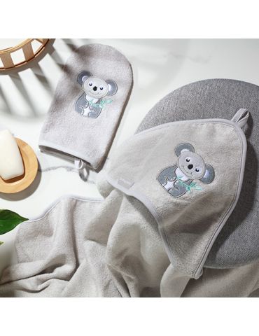BabyOno Okrycie kąpielowe bambusowe z kapturkiem 100X100cm koala