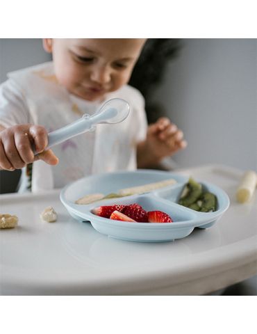 BabyOno Elastyczna silikonowa łyżeczka niebieska