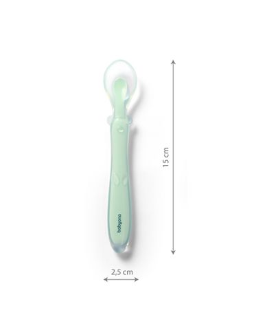 BabyOno Elastyczna silikonowa łyżeczka zielona