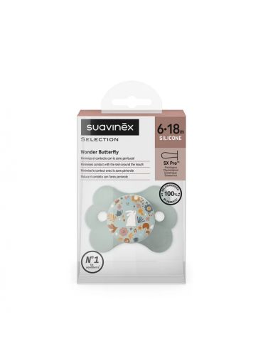 Suavinex Smoczek fizjologiczny silikonowy SX Pro Wonderland 6-18 m Motylek miętowy Liberty