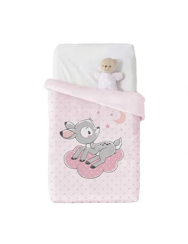 Manterol Ciepły koc pluszowy 110x140 Jelonek różowy