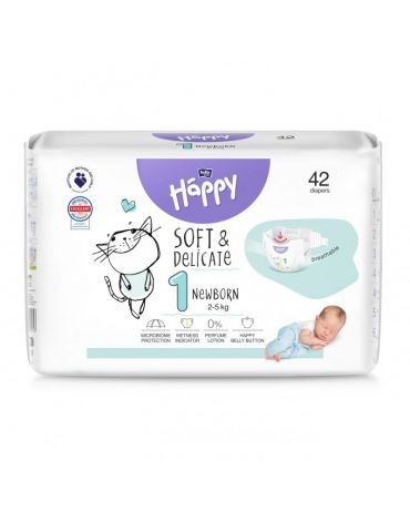 Bella Happy Pieluchy Soft & Delicate 1 Newborn 2-5 kg 42 sztuk