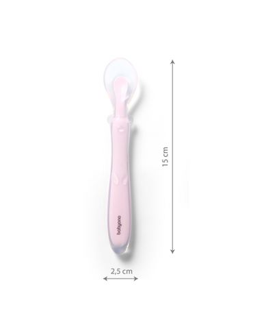 BabyOno Elastyczna silikonowa łyżeczka różowa