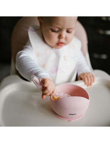 BabyOno Elastyczna silikonowa łyżeczka różowa
