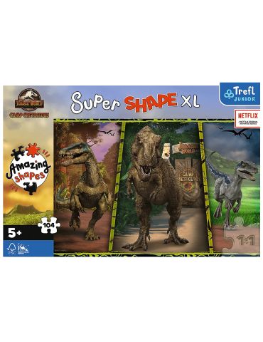 Trefl Puzzle Kolorowe dinozaury Jurassic World Super Shape XL 104 elementy