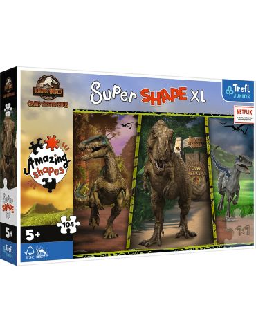 Trefl Puzzle Kolorowe dinozaury Jurassic World Super Shape XL 104 elementy