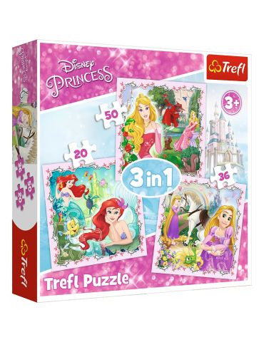 Trefl Puzzle Roszpunka Aurora i Arielka Disney Princess 3w1 Trefl Puzzle Roszpunka Aurora i Arielka Disney Princess 3w1