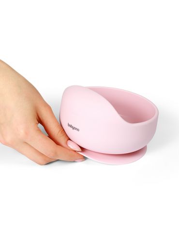 BabyOno Silikonowa miseczka z przyssawką różowa