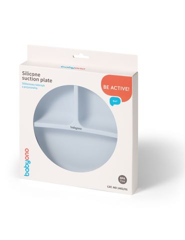 BabyOno Silikonowy talerzyk z przyssawką niebieski