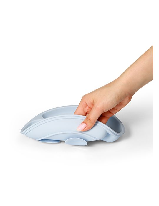 BabyOno Silikonowy talerzyk z przyssawką niebieski