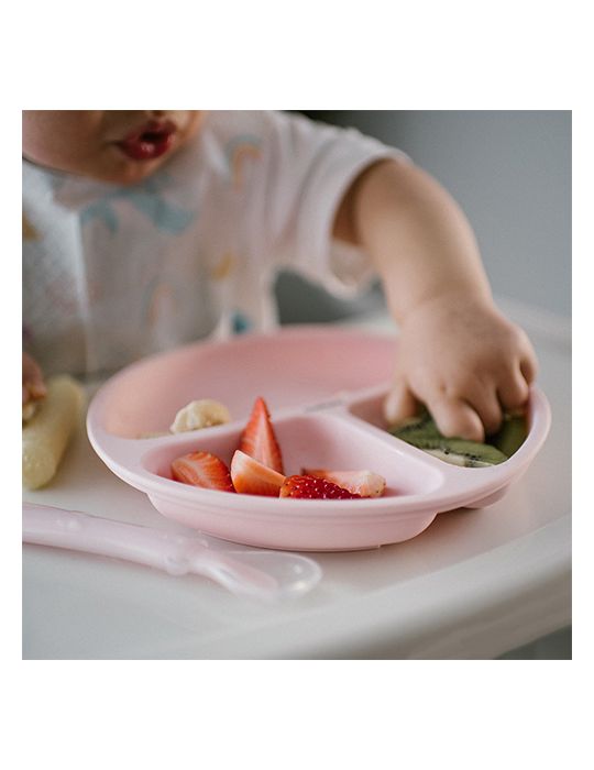 BabyOno Silikonowy talerzyk z przyssawką różowy
