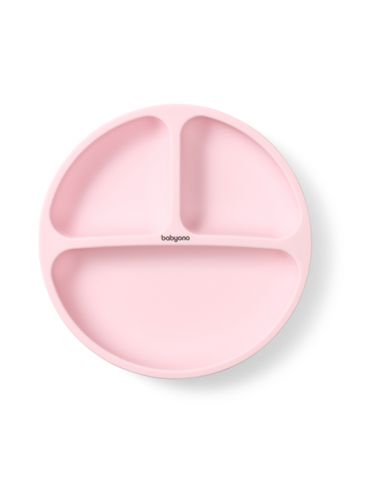 BabyOno Silikonowy talerzyk z przyssawką różowy