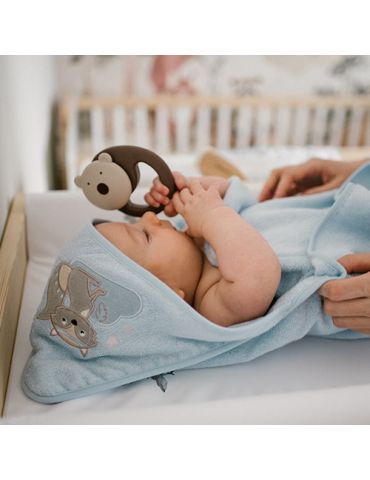 BabyOno Okrycie kąpielowe bambusowe z kapturkiem 100X100cm lisek