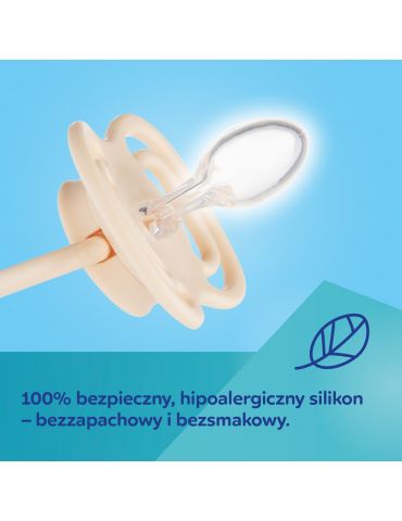 Canpol Babies Smoczek silikonowy symetryczny DentalAir 6-18m Nude 2 szt. niebieski