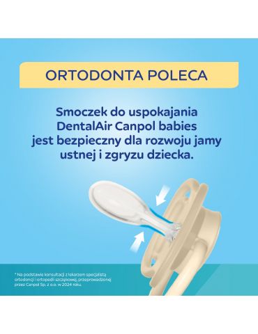 Canpol Babies Smoczek silikonowy symetryczny DentalAir 6-18m Nude 2 szt. niebieski