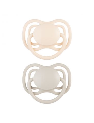 Canpol Babies Smoczek silikonowy symetryczny DentalAir 6-18m Nude 2 szt. kremowy