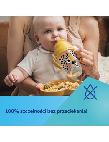 Canpol Babies Kubek niekapek z rurką i odważnikiem BabiesBoo 270 ml gepard