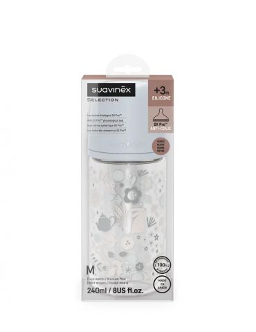 Suavinex Butelka szklana o średnim przepływie Sx Pro 240ml Wonderland niebieska Liberty