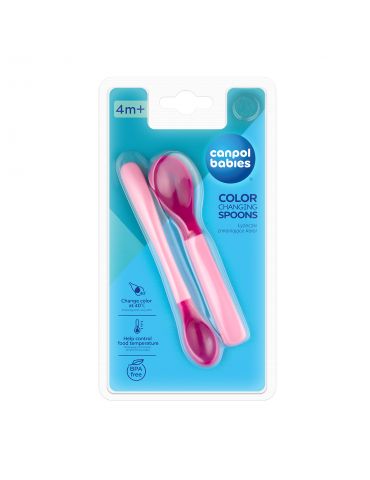 Canpol Babies Zestaw magicznych łyżek zmieniających kolor 2 szt. różowe