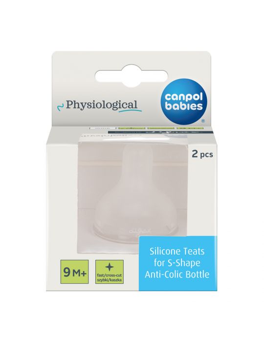 Canpol Babies Smoczek silikonowy do butelki S-Shape XL szybki/kaszka 9m+ 2 szt.