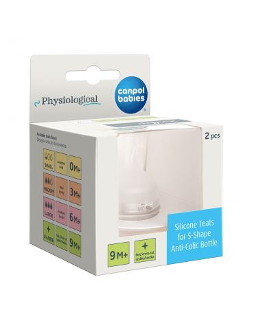 Canpol Babies Smoczek silikonowy do butelki S-Shape XL szybki/kaszka 9m+ 2 szt.