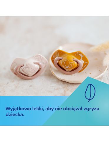 Canpol Babies Smoczek silikonowy symetryczny Light touch GOLD 6-18 m 2 szt. różowy