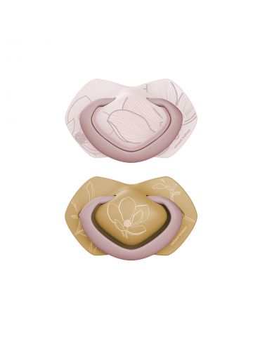 Canpol Babies Smoczek silikonowy symetryczny Light touch GOLD 6-18 m 2 szt. różowy