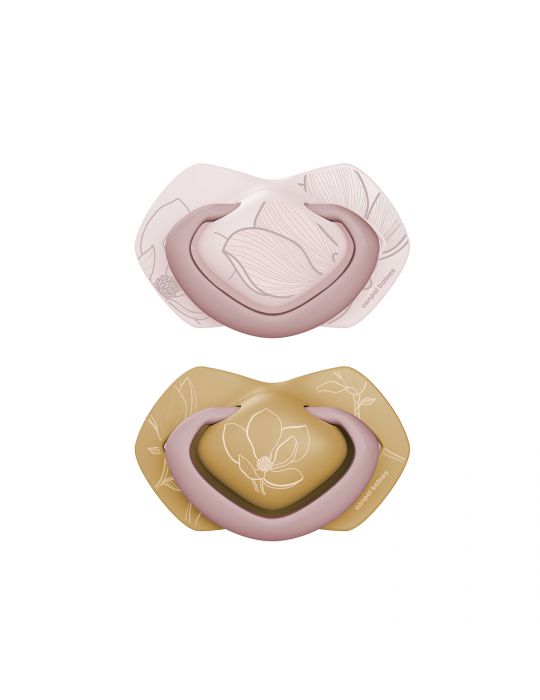 Canpol Babies Smoczek silikonowy symetryczny Light touch GOLD 6-18 m 2 szt. różowy