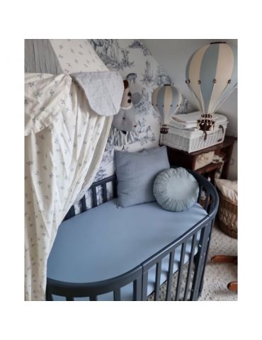 Waldin Prześcieradło z bawełny organicznej 123x73cm do dużego owalnego łóżeczka 7w1 niebieski