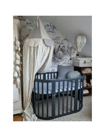 Waldin Prześcieradło z bawełny organicznej 123x73cm do dużego owalnego łóżeczka 7w1 niebieski