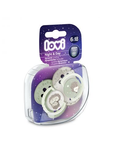 Lovi Smoczek silikonowy dynamiczny 6-18m Night&day Hedgehog