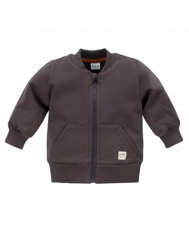 Pinokio Bluza niemowlęca bawełniana rozpinana Olivier grafitowa Pinokio Bluza niemowlęca bawełniana rozpinana Olivier grafitowa