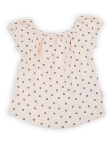 Nicol Bluzka bawełniana dziewczęca krótki rękaw Sara jasny łosoś