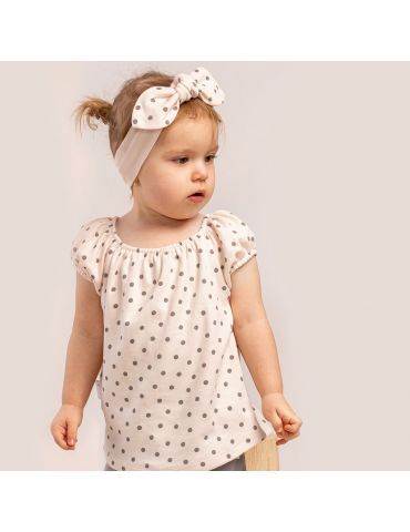 Nicol Bluzka bawełniana dziewczęca krótki rękaw Sara jasny łosoś