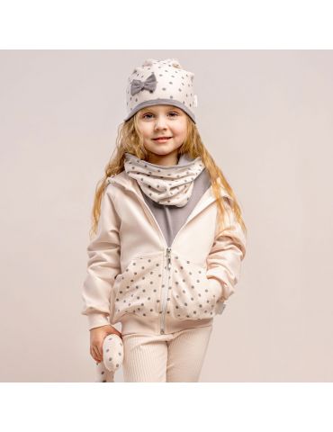 Nicol Bluza dresowa bawełniana z kapturem Sara kropki