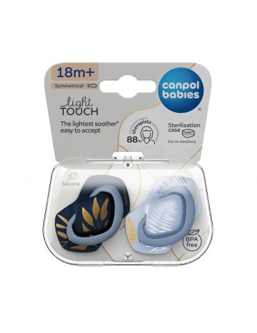 Canpol babies Smoczek silikonowy symetryczny Gold 18+ 2 szt. niebieski