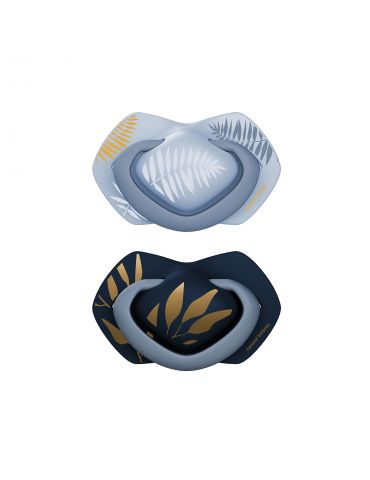 Canpol babies Smoczek silikonowy symetryczny Gold 18+ 2 szt. niebieski