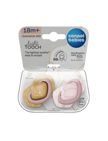 Canpol babies Smoczek silikonowy symetryczny Gold 18+ 2 szt. różowy